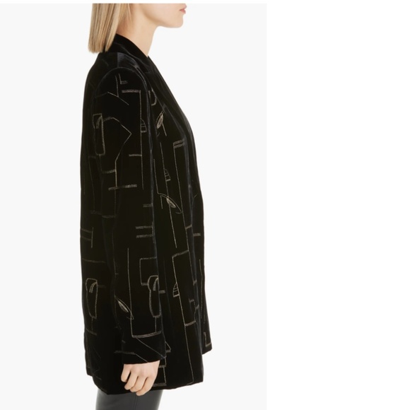 $998 Lafayette 148 Sivan Embellished Velvet Blazer In Black in M - Picture 3 of 10